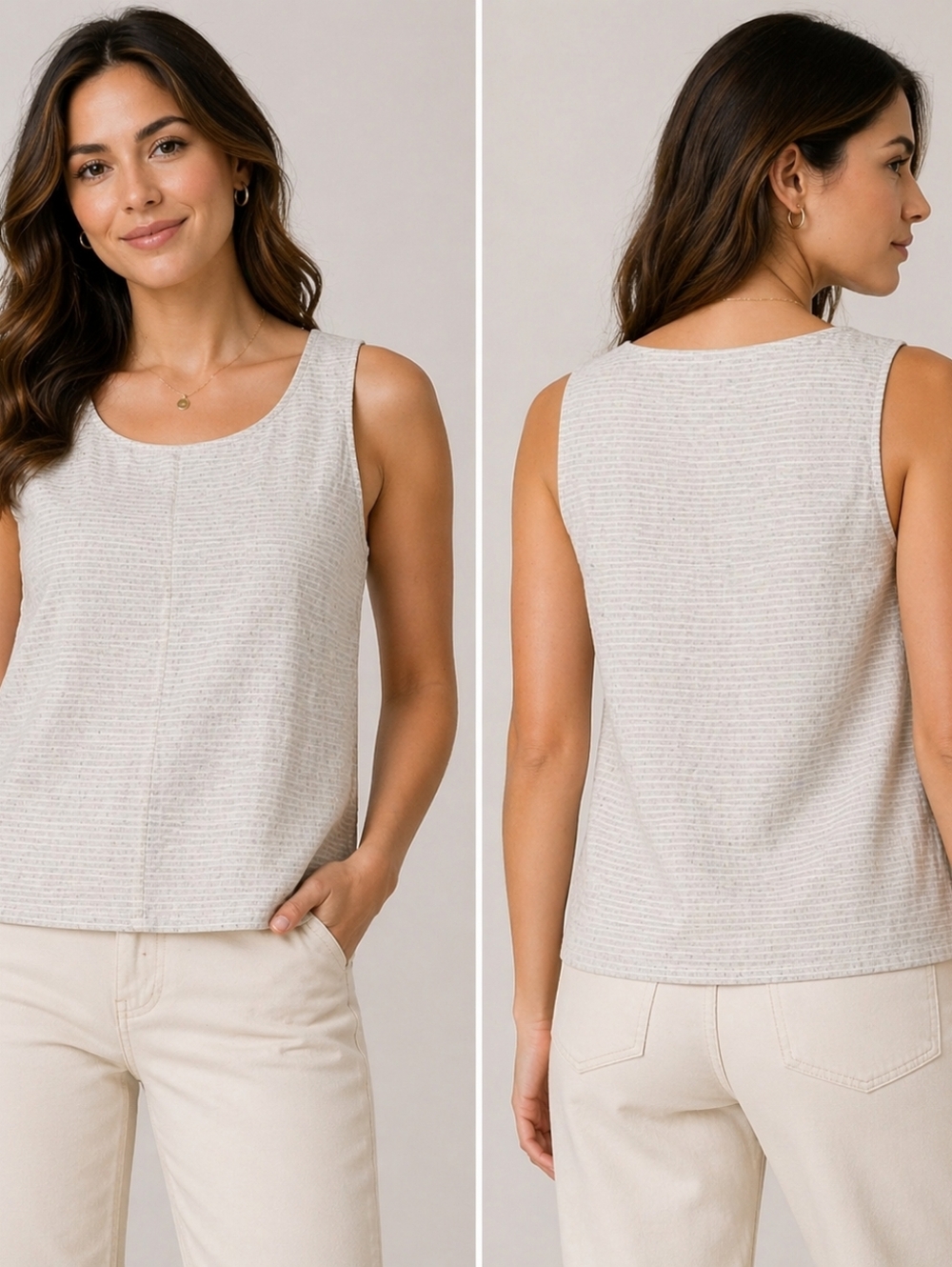 New Market Goods Light Gray Striped Tank Top